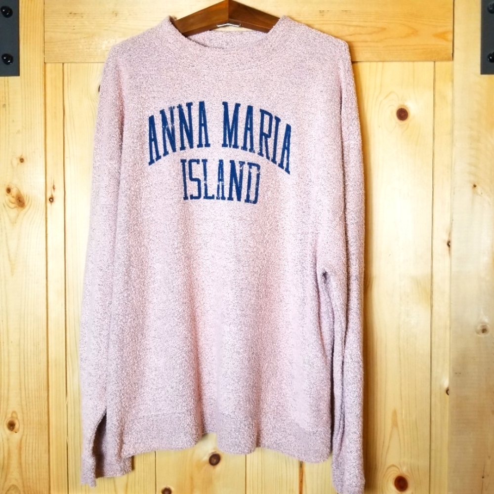 Vintage MV Sport Anna Maria Island Terry Mock Crewneck Pullover Sweatshirt - Picture 1 of 9